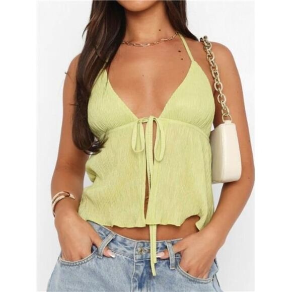 Halter Neck Cami with Tie Front Detail - Picture 14 of 16